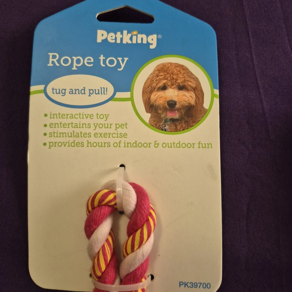 Pink & Yellow Dog Rope Knot Pull Tuggie Toy New